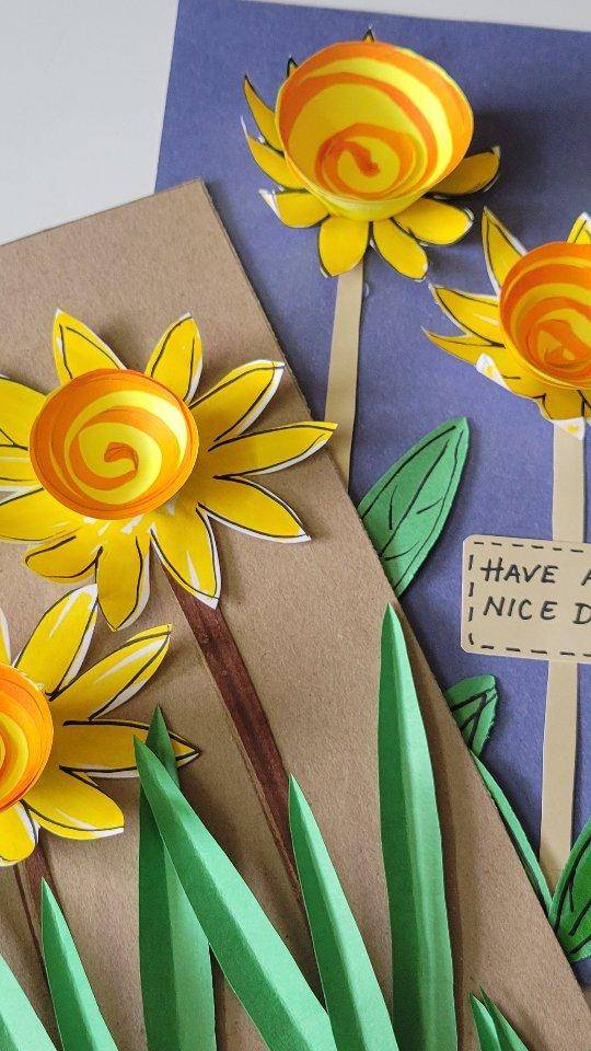 3D Paper Sunflower Craft Project