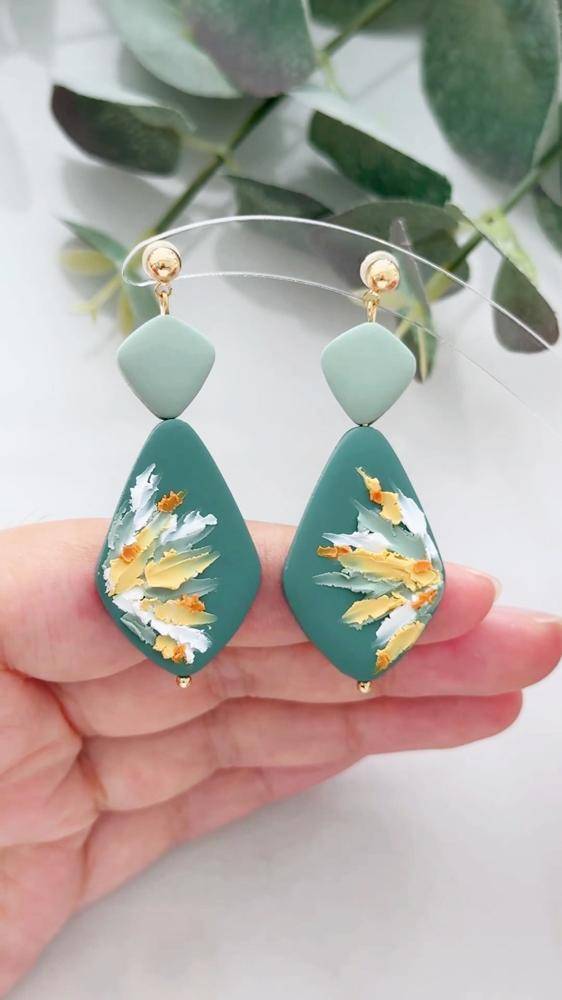 Abstract Paint-Inspired Polymer Clay Earrings