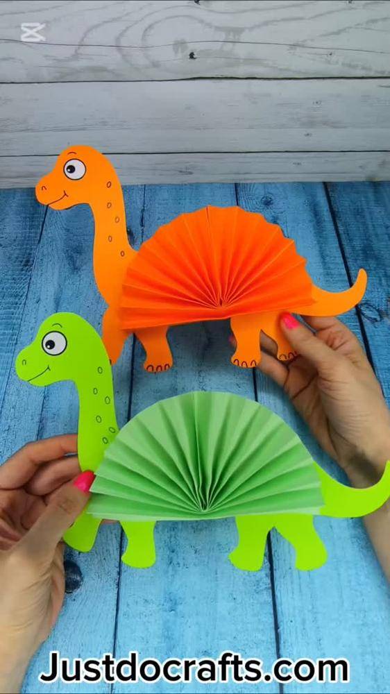Accordion-Folded Paper Dinosaur Craft