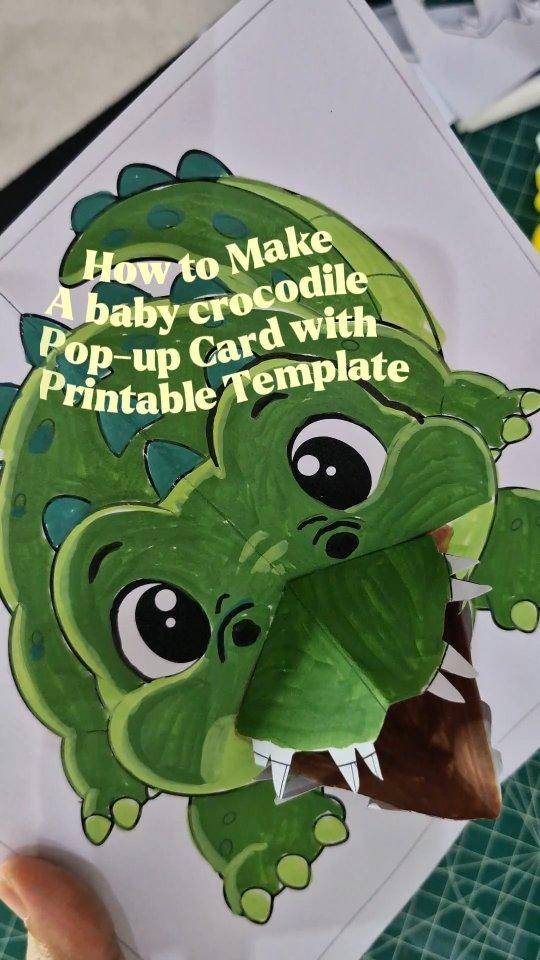 Adorable Baby Crocodile Pop-Up Card Craft