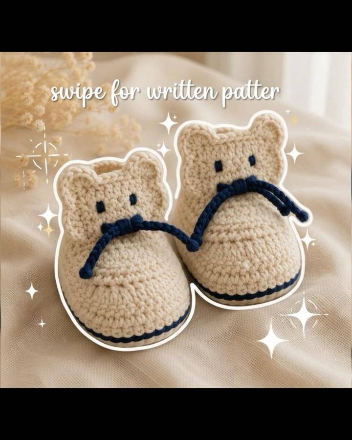 Adorable Bear-Face Crochet Baby Booties