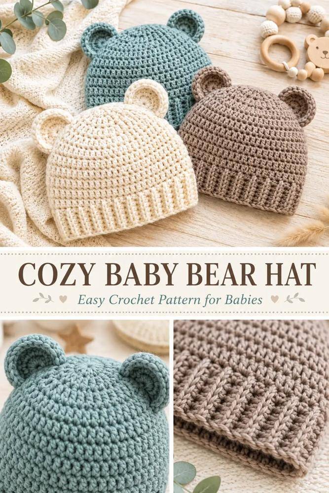 Adorable Crochet Baby Bear Hat with Ears