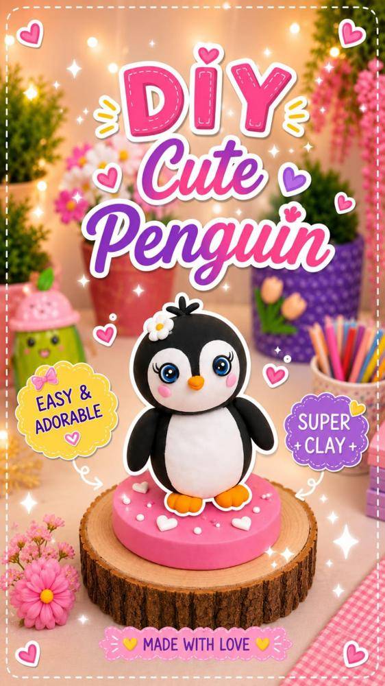 Adorable DIY Clay Penguin Decoration