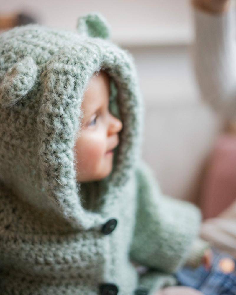 Adorable Hooded Crochet Baby Cardigan with Bear Ears
