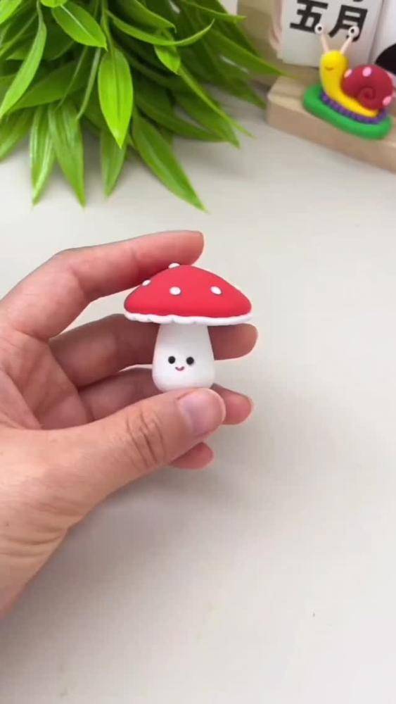 Adorable Little Polymer Clay Mushroom Character