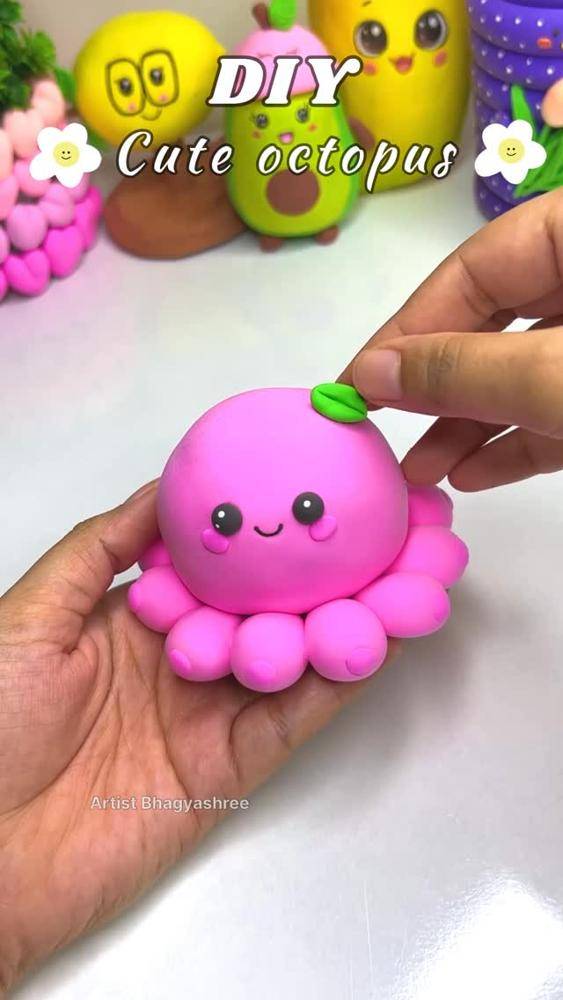 Adorable Pink Clay Octopus Craft