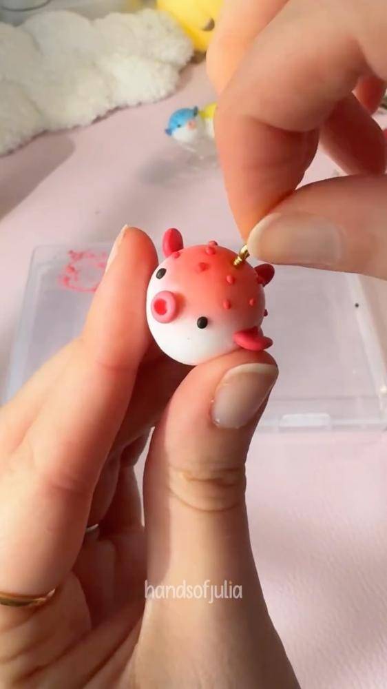 Adorable Pufferfish Polymer Clay Charm