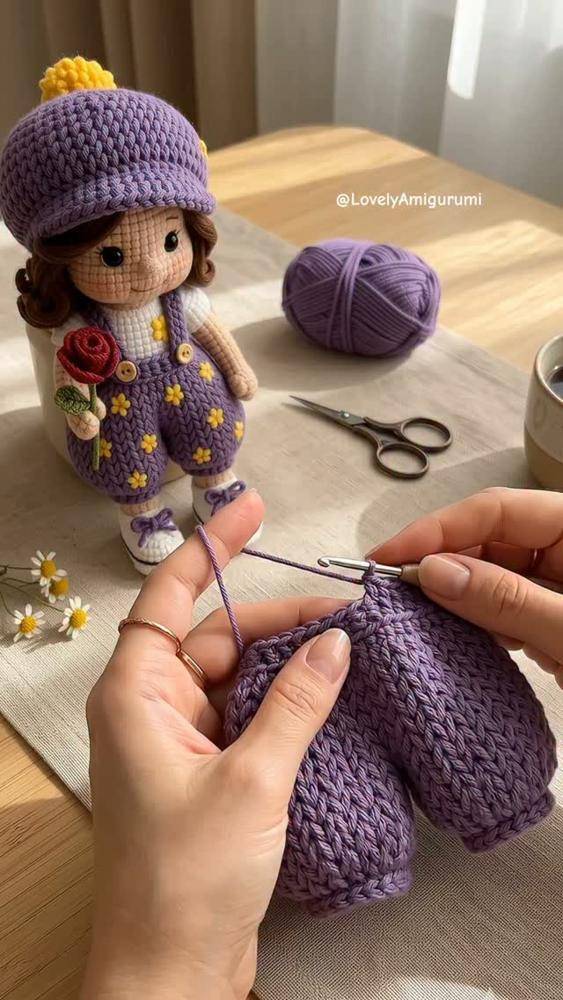Amigurumi Doll Overalls and Hat Crochet Project