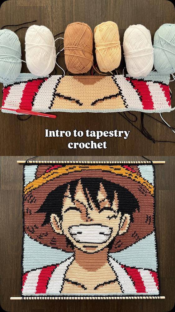 Anime Character Crochet Tapestry Wall Hanging