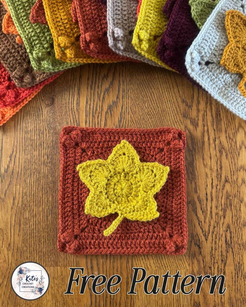 Autumn Leaf Granny Square Crochet Project