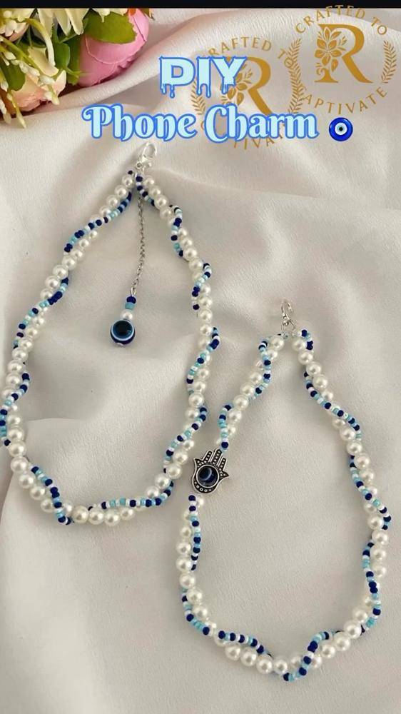 Beaded Evil Eye and Hamsa Hand Phone Charm