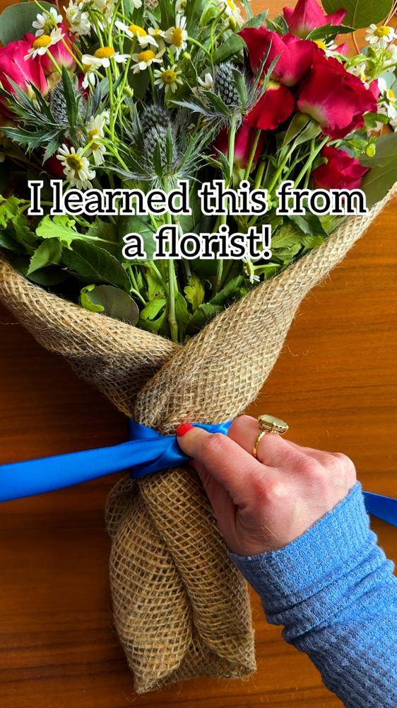 Beautifully Wrapped Bouquet with Burlap and Ribbon