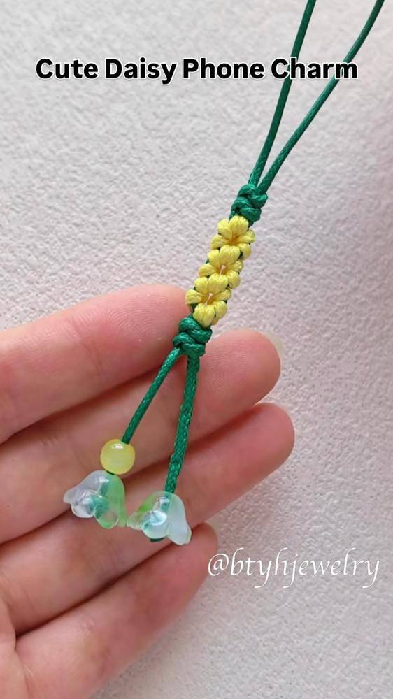 Bohemian Daisy and Flower Bead Phone Charm