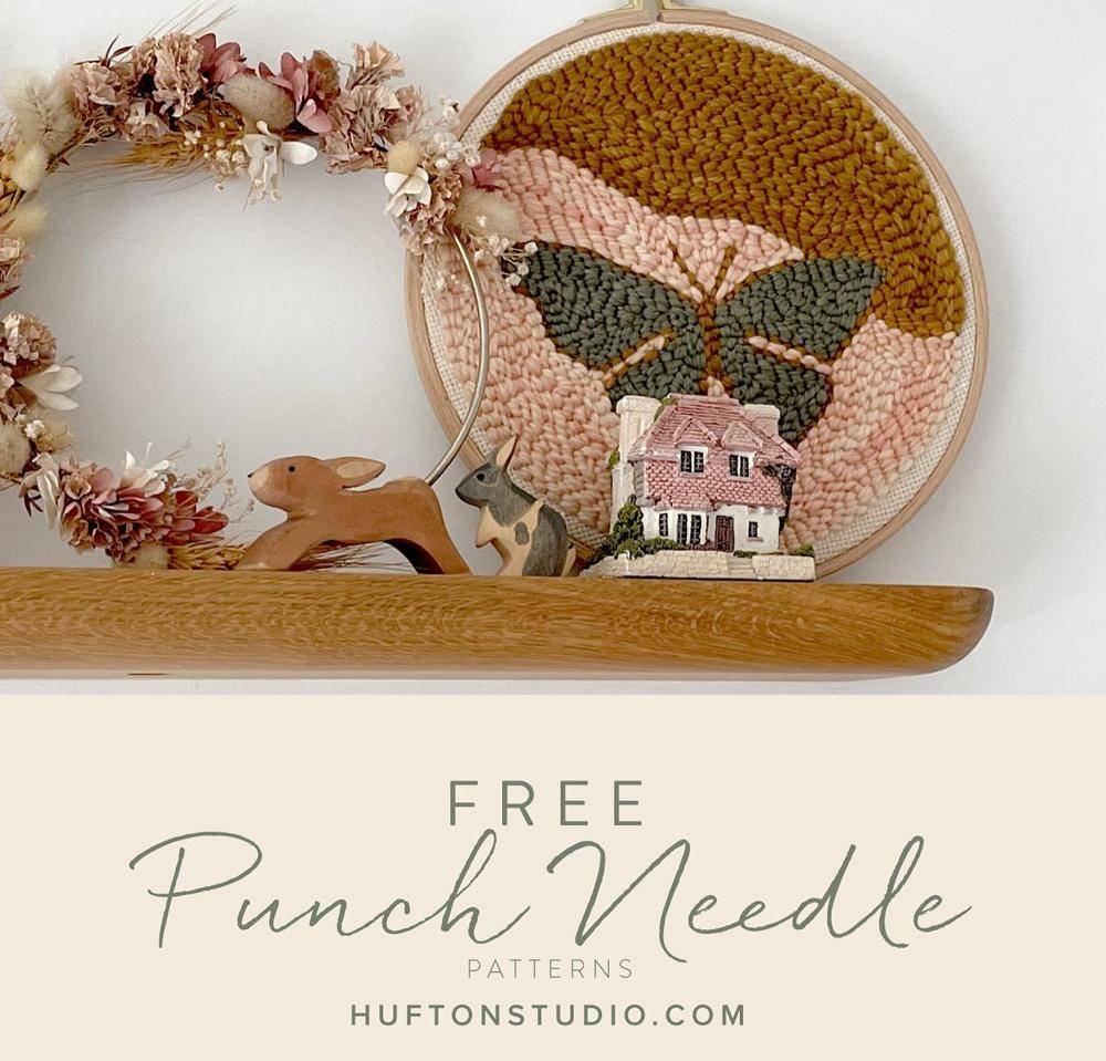 Boho Butterfly Punch Needle Hoop Art