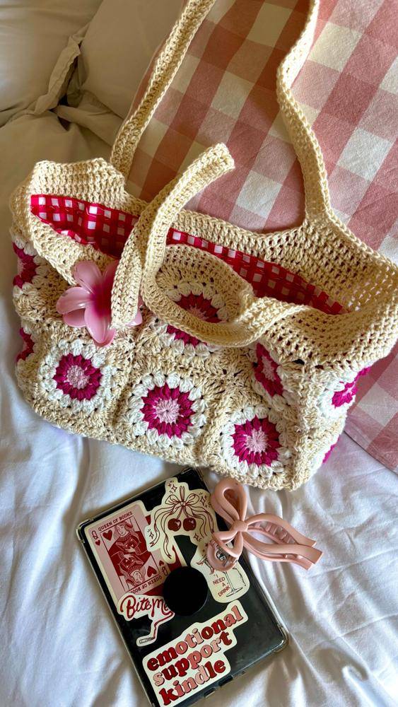 Boho Granny Square Crochet Tote Bag