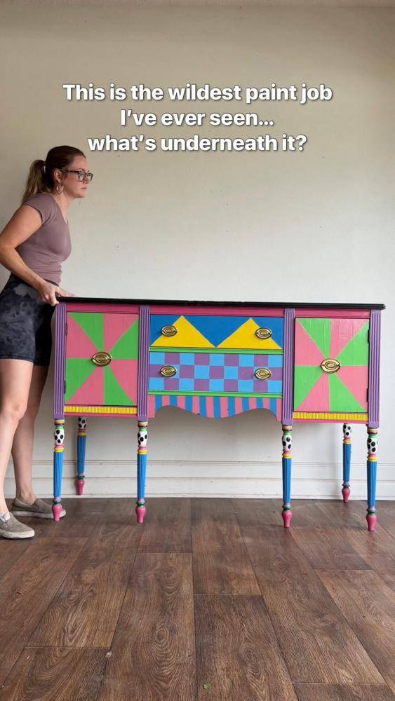 Bold Geometric Pattern Painted Dresser Transformation
