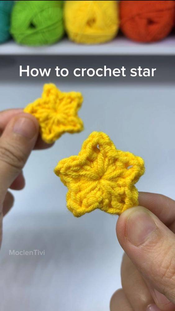 Bright Yellow Crochet Star Embellishments
