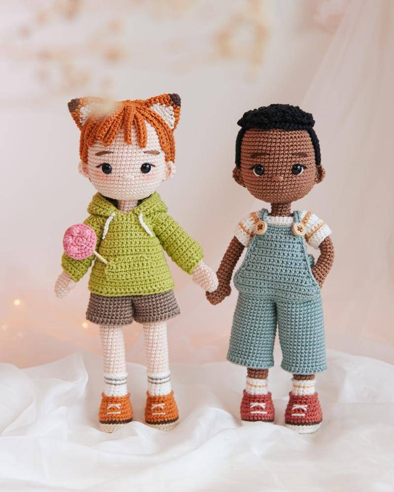 Charming Amigurumi Boy Dolls with Outfits