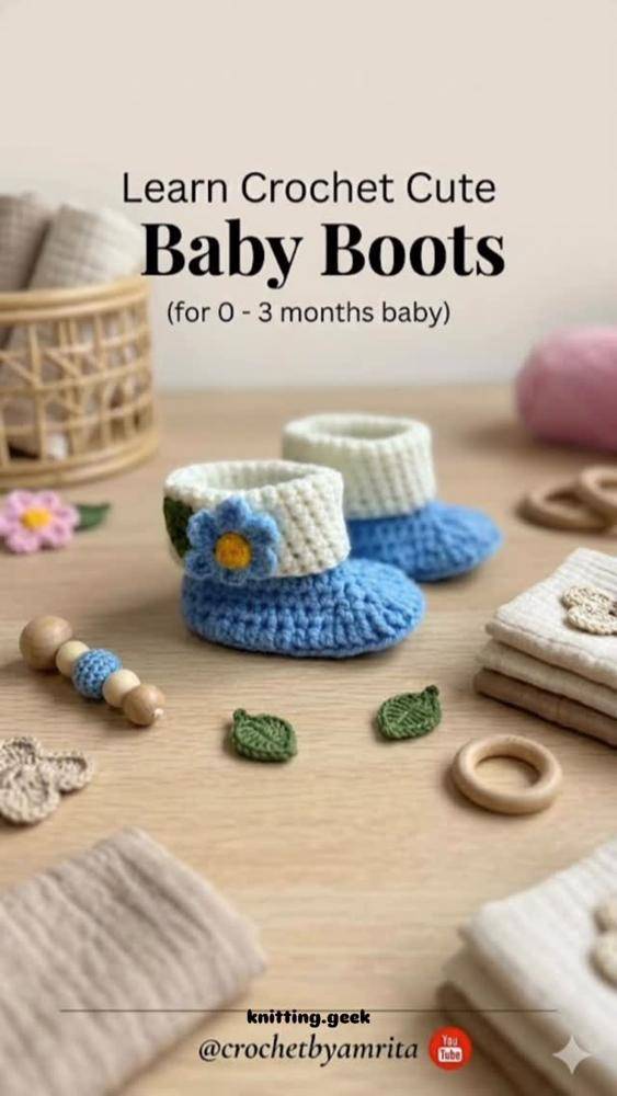 Charming Crochet Baby Booties with Flower Detail