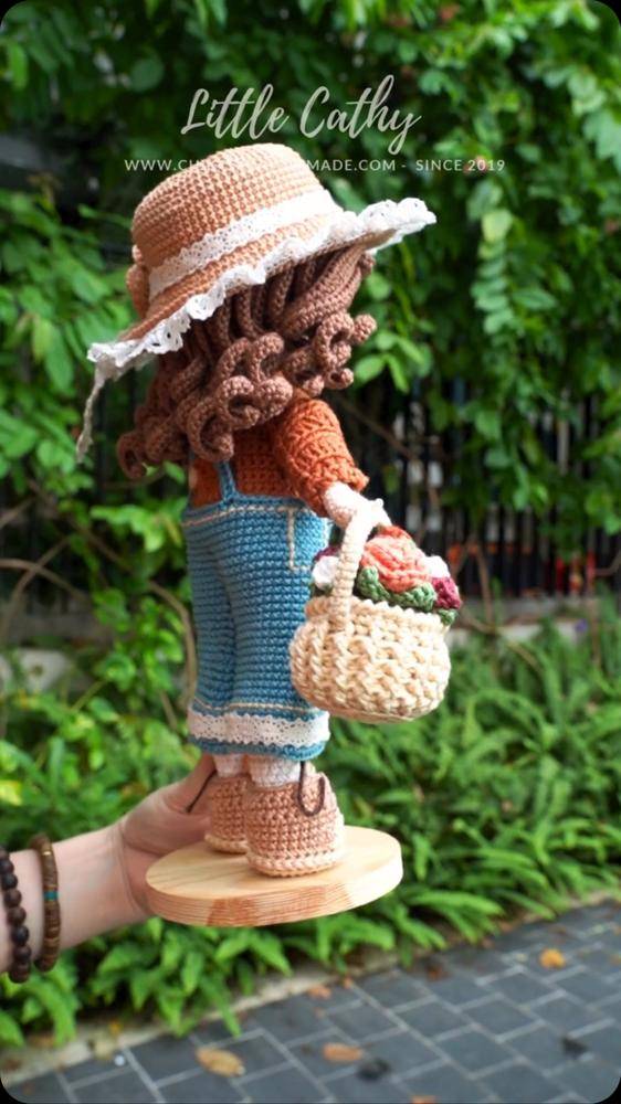 Charming Crochet Doll Outfit with Hat and Basket