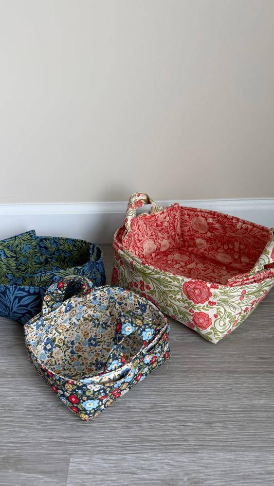 Charming Fabric Storage Baskets with Floral Prints