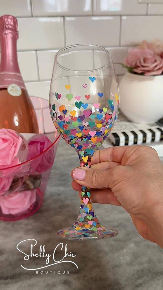 Charming Heart-Adorned Wine Glass