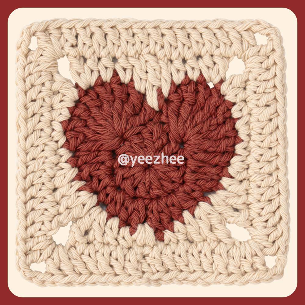 Charming Heart Granny Square Crochet Motif