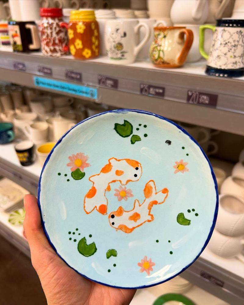 Charming Koi Fish Ceramic Plate