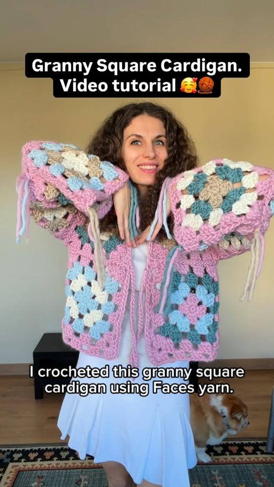 Charming Pastel Crochet Granny Square Cardigan