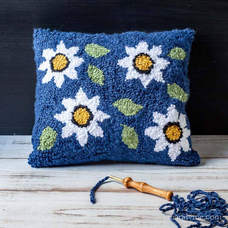 Charming Punch Needle Daisy Pillow Project