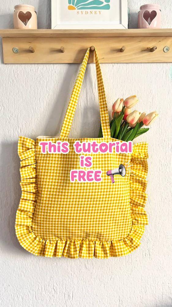 Cheerful Gingham Ruffle Tote Bag Project
