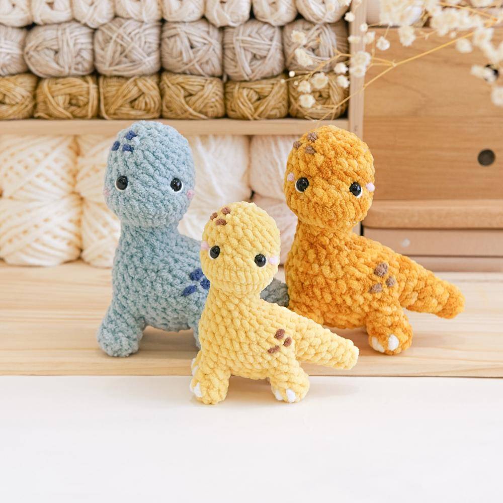 Chunky Amigurumi Dinosaur Trio Project
