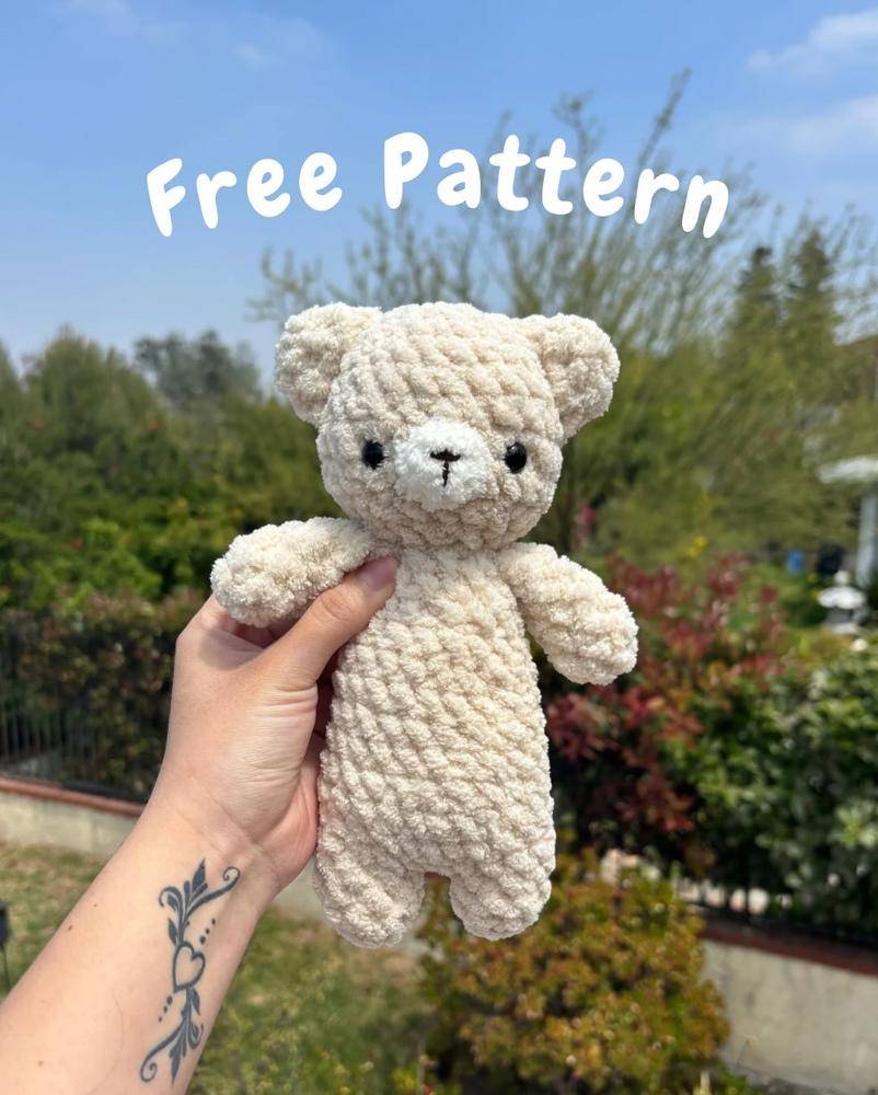 Chunky Chenille Crochet Teddy Bear Toy