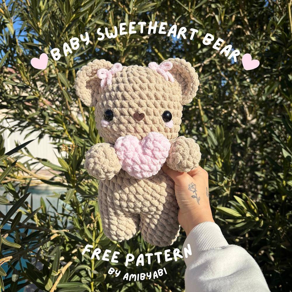 Chunky Crochet Sweetheart Bear with Heart