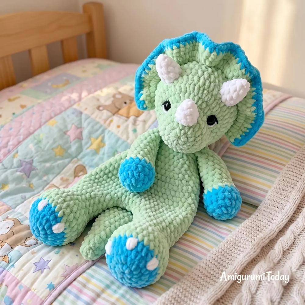 Chunky Crochet Triceratops Amigurumi Toy