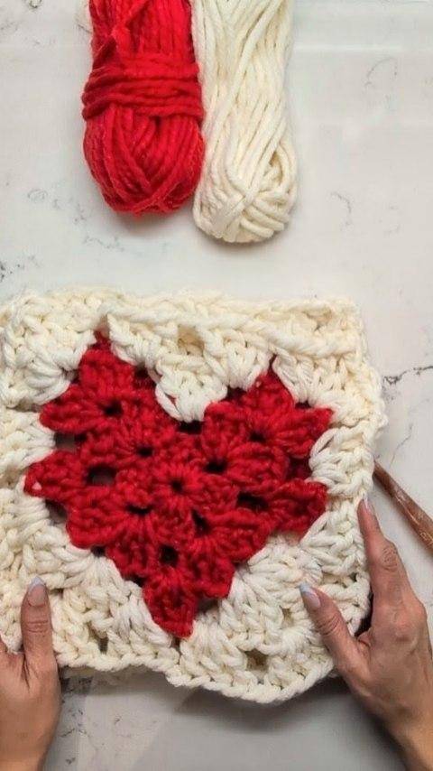 Chunky Red Heart Granny Square Crochet Project