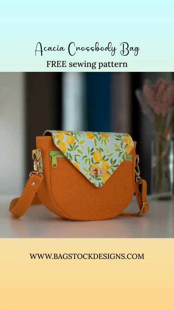 Citrus Print Accent Sewing Crossbody Bag