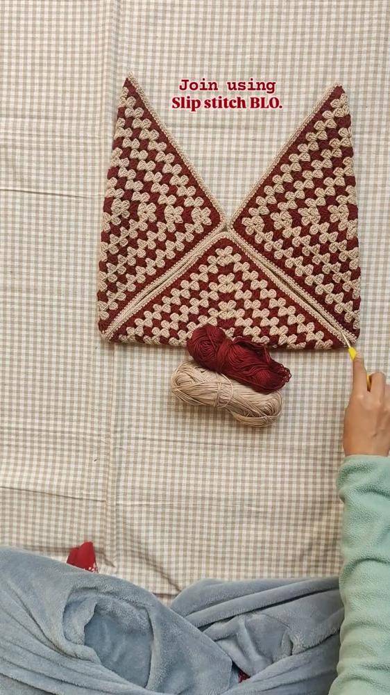 Classic Burgundy and Cream Granny Square Crochet Bag Project