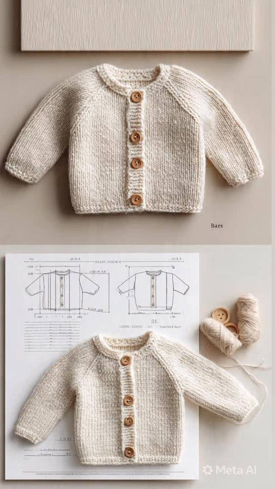 Classic Knit Baby Cardigan with Wooden Buttons