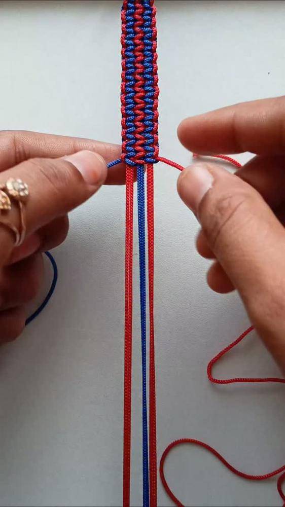 Classic Red and Blue Macrame Friendship Bracelet