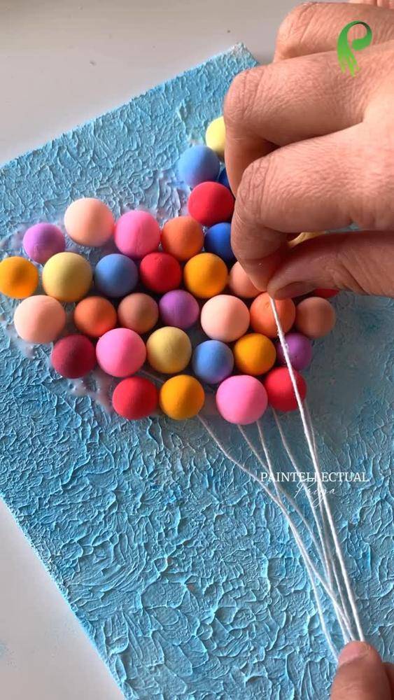 Colorful Balloon Cluster Clay Art