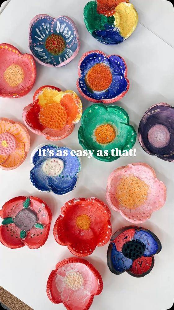 Colorful Flower-Shaped Pinch Pots