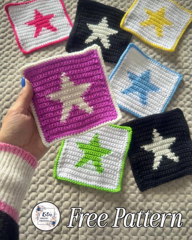Colorful Star Crochet Squares Project