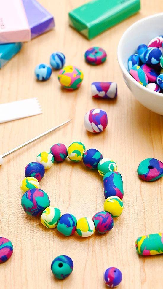 Colorful Swirled Polymer Clay Beads Craft