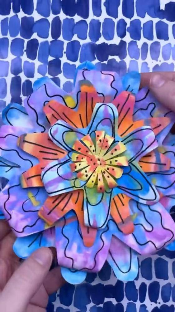 Colorful Tie-Dye Inspired Paper Flower Craft