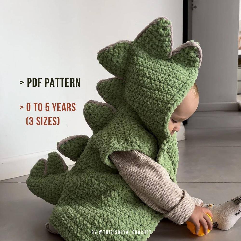 Cozy Crochet Dinosaur Costume for Little Ones