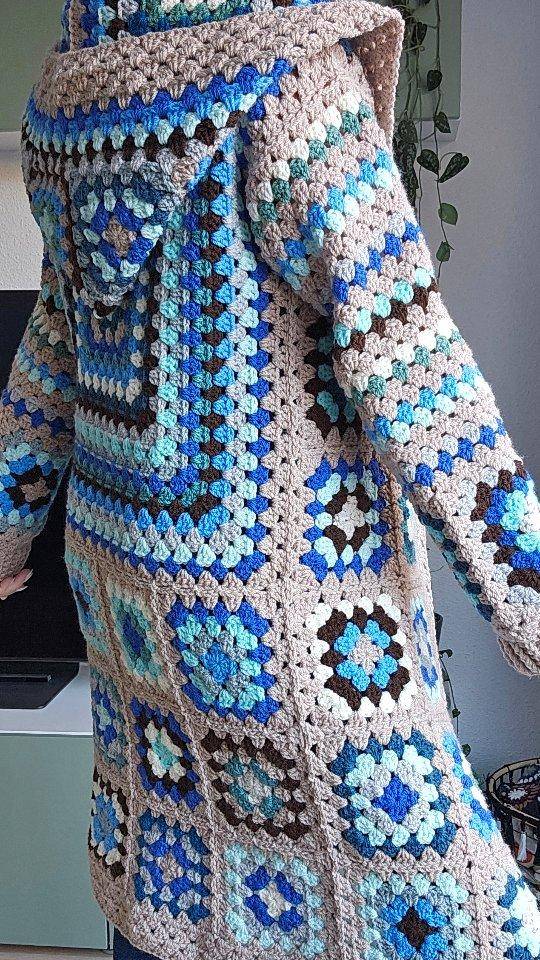 Cozy Hooded Granny Square Crochet Cardigan