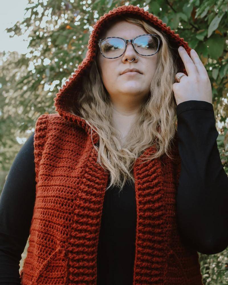 Cozy Textured Crochet Hooded Vest Project