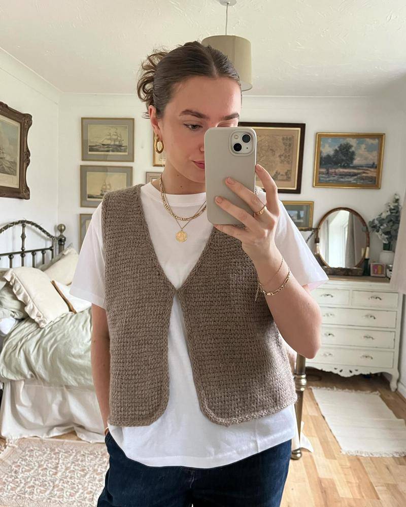 Cozy Textured V-Neck Crochet Vest