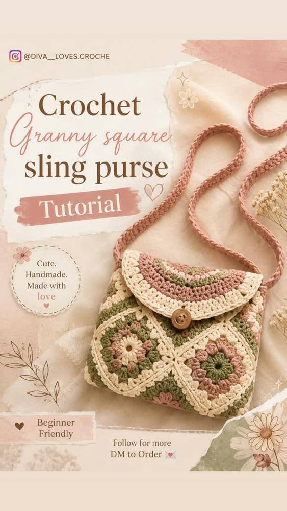 Crochet Granny Square Sling Purse Project